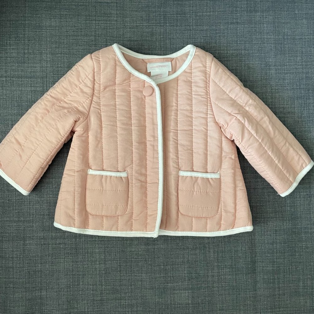 Shabby Chic Baby Girl Quilt Snap Button Powder Pink Jacket Size 3-6mo NWOT